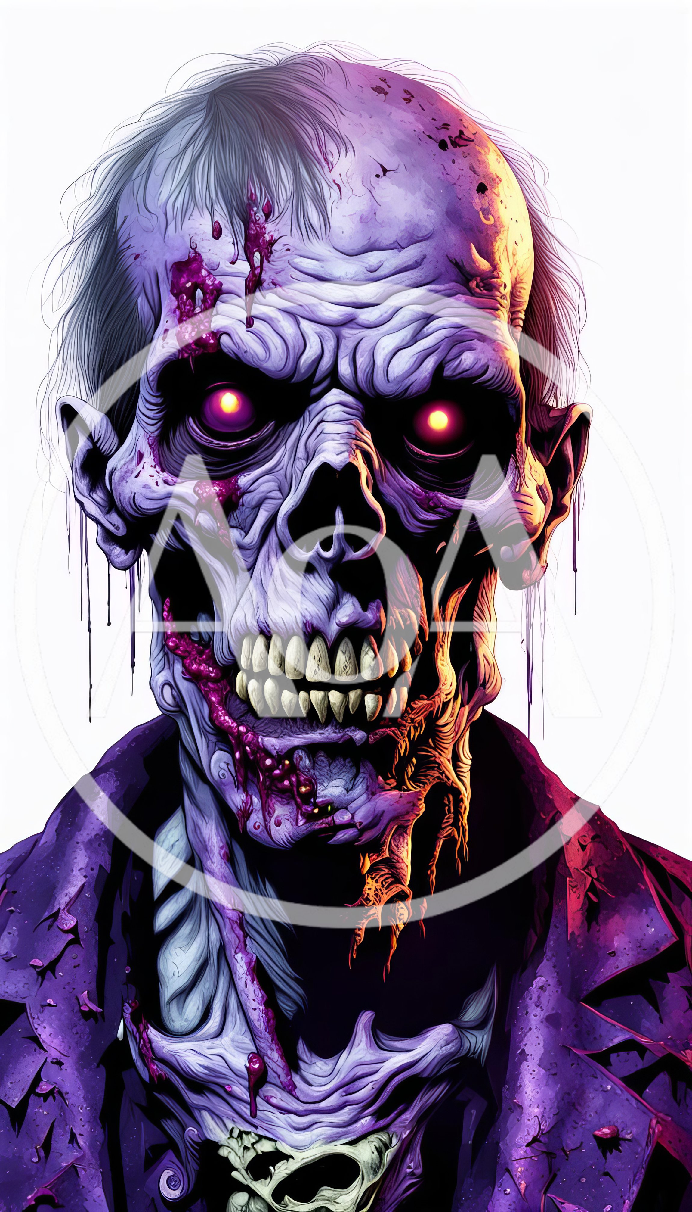 Portrait Of A Terrifying Purple Zombie