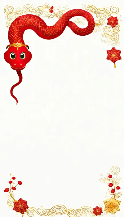 Chinese New Year Snake Illustration With Decorative Border