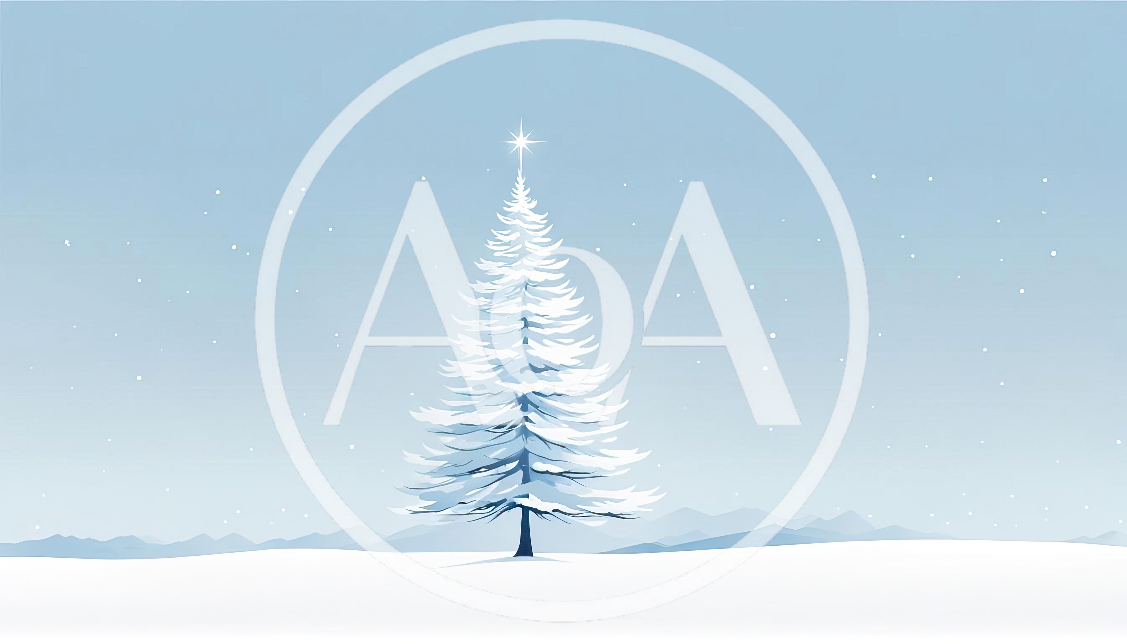 Minimalist Snowy Christmas Tree In Winter Landscape