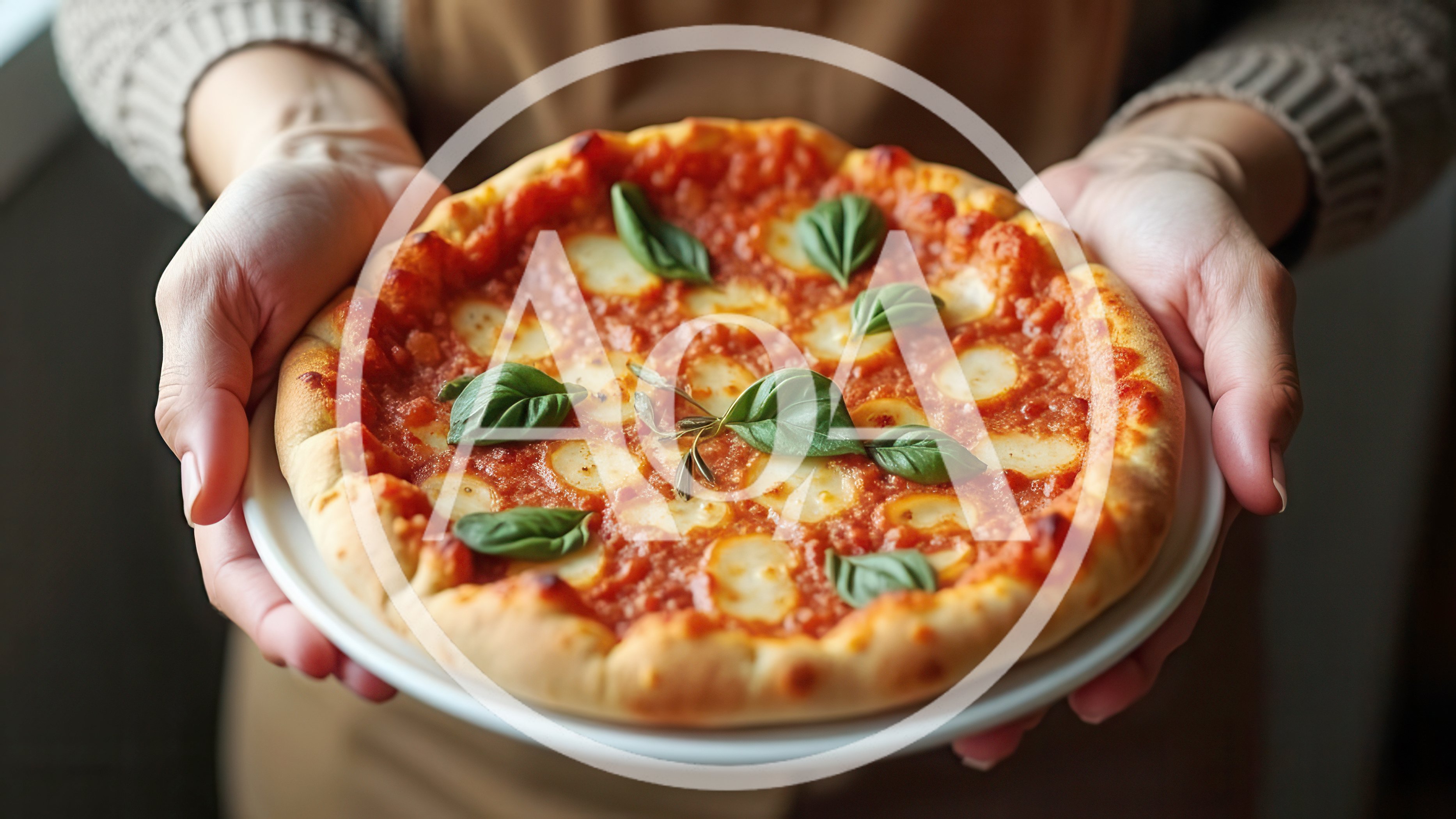 Person Holding A Freshly Baked Margherita Pizza