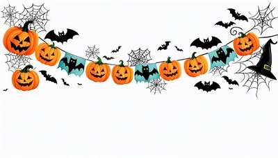 Halloween Garland With Pumpkins Bats And Spiderwebs