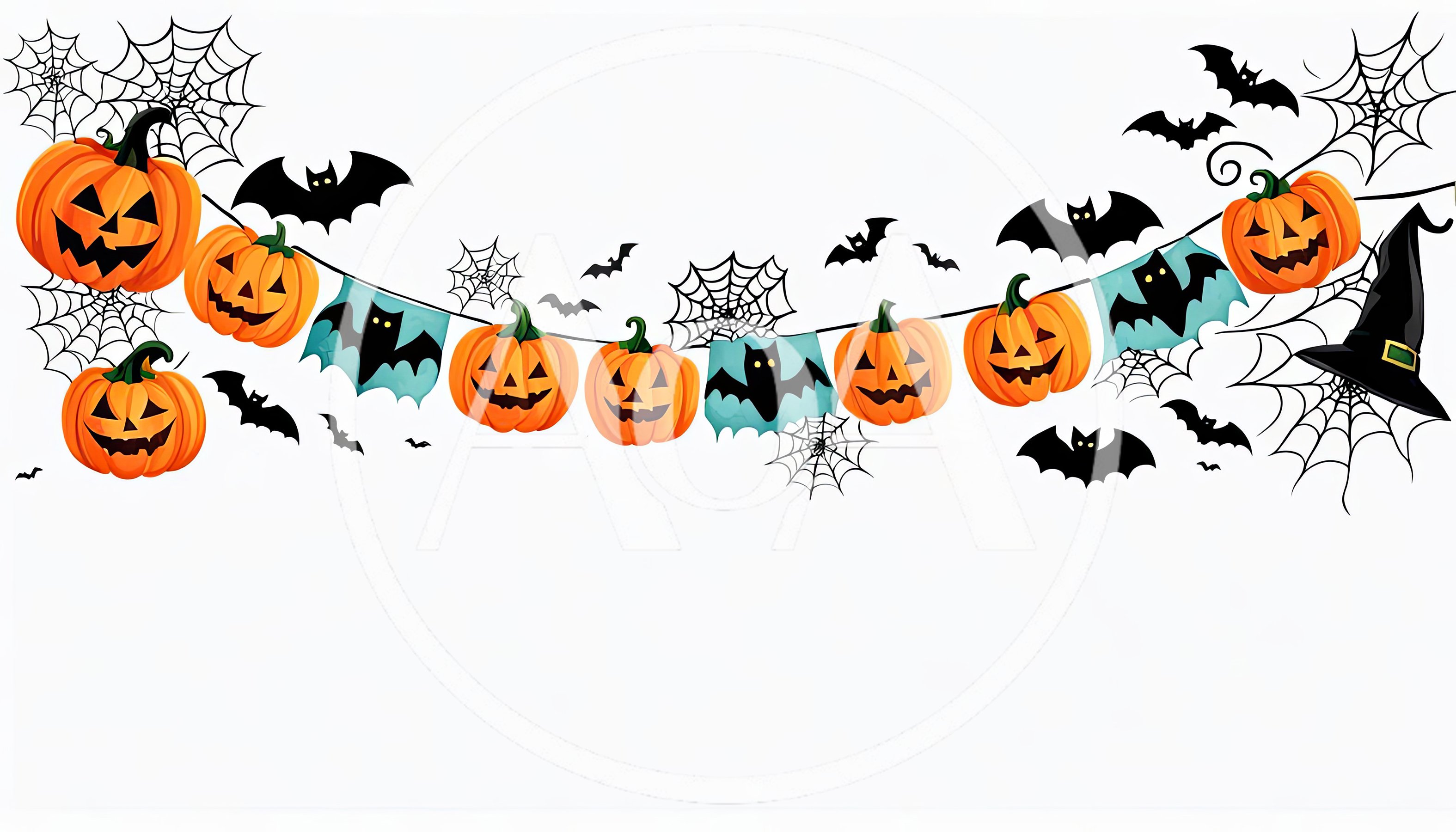 Halloween Garland With Pumpkins Bats And Spiderwebs