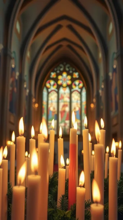 Lit Advent Candles In A Church Sanctuary