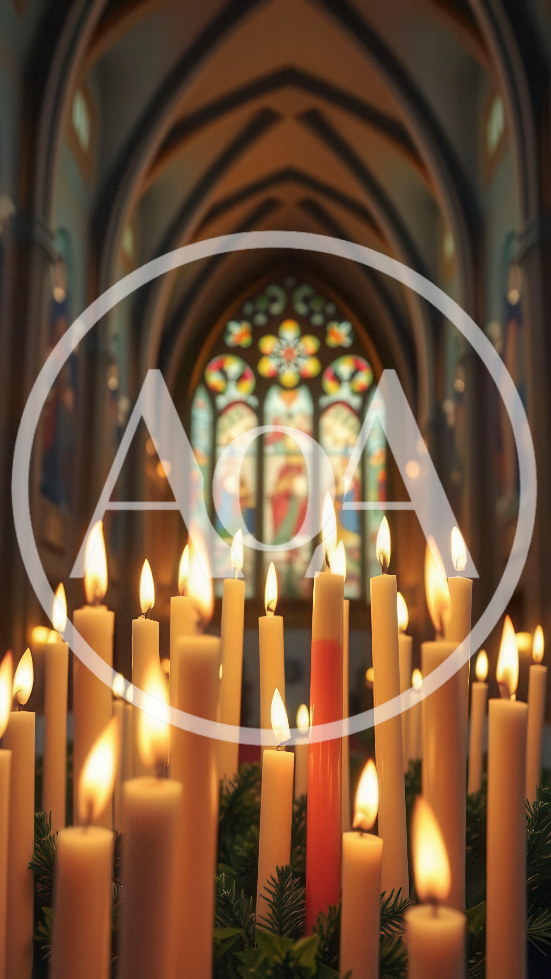 Lit Advent Candles In A Church Sanctuary