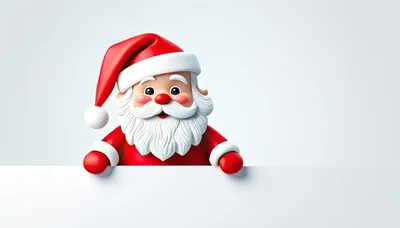 3D Rendered Cartoon Santa Claus Holding Blank Sign