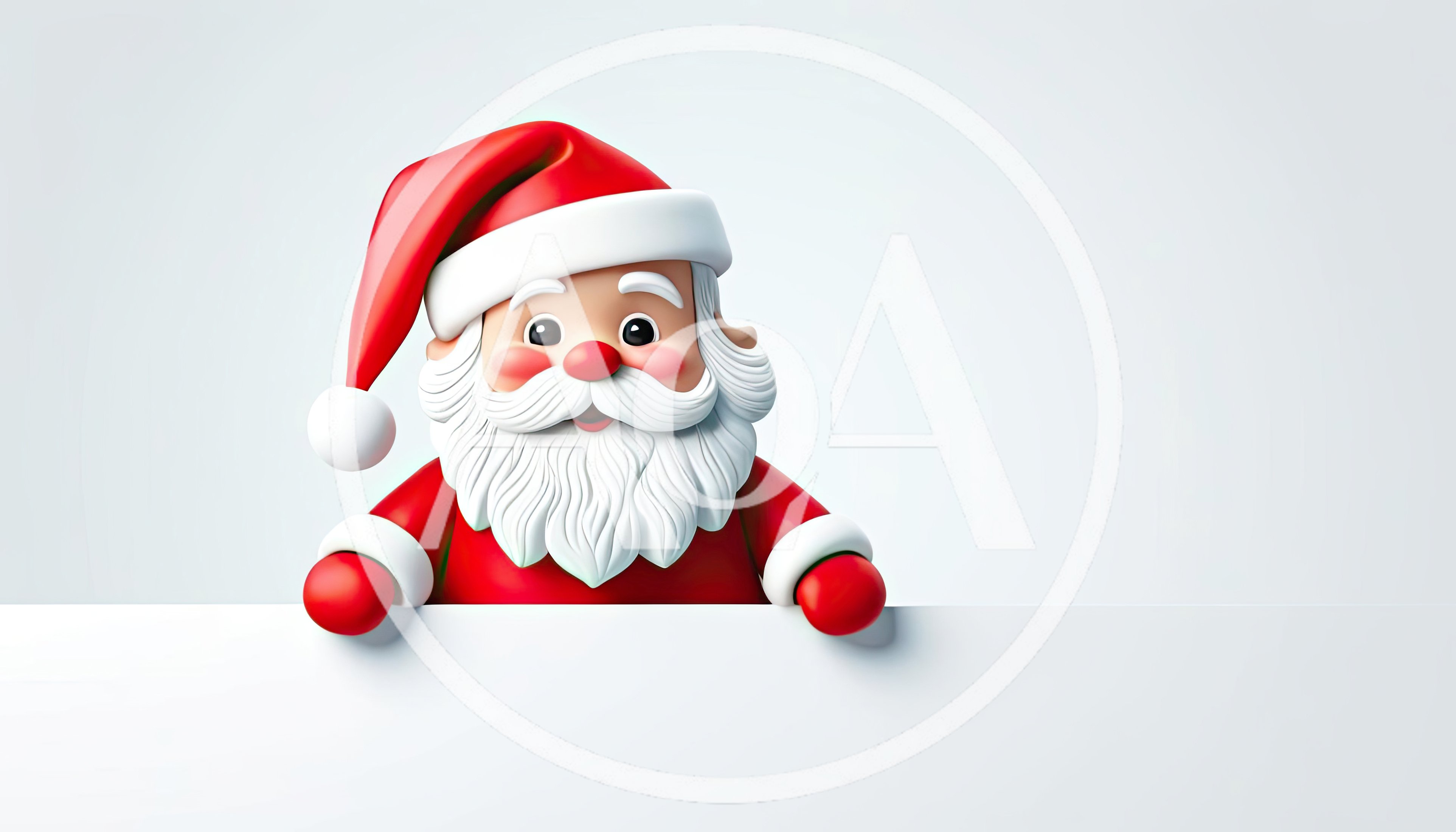 3D Rendered Cartoon Santa Claus Holding Blank Sign