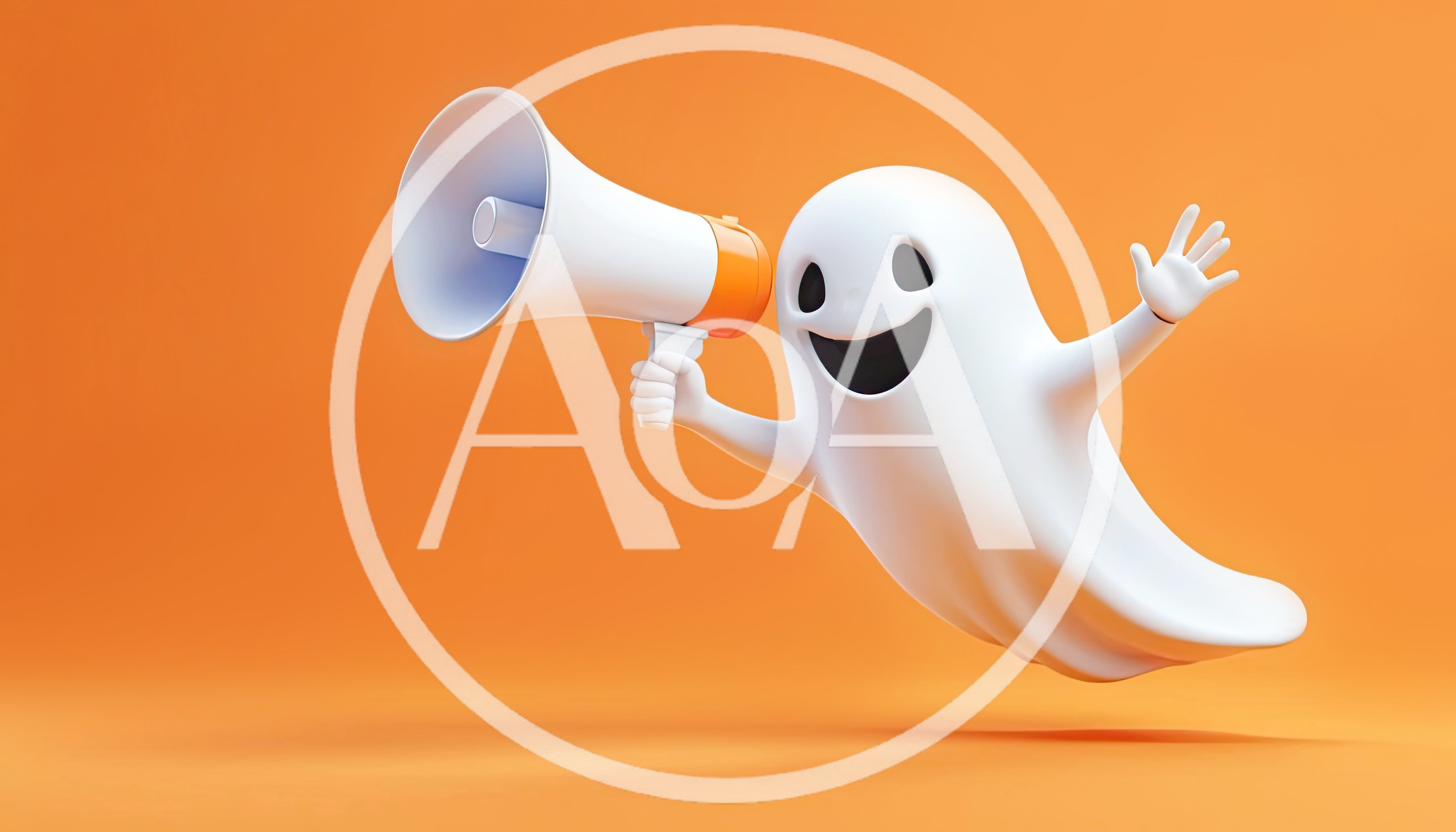3D Cartoon Ghost Holding A Megaphone
