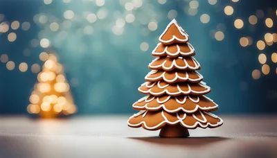 Gingerbread Christmas Tree Cookie On A Table