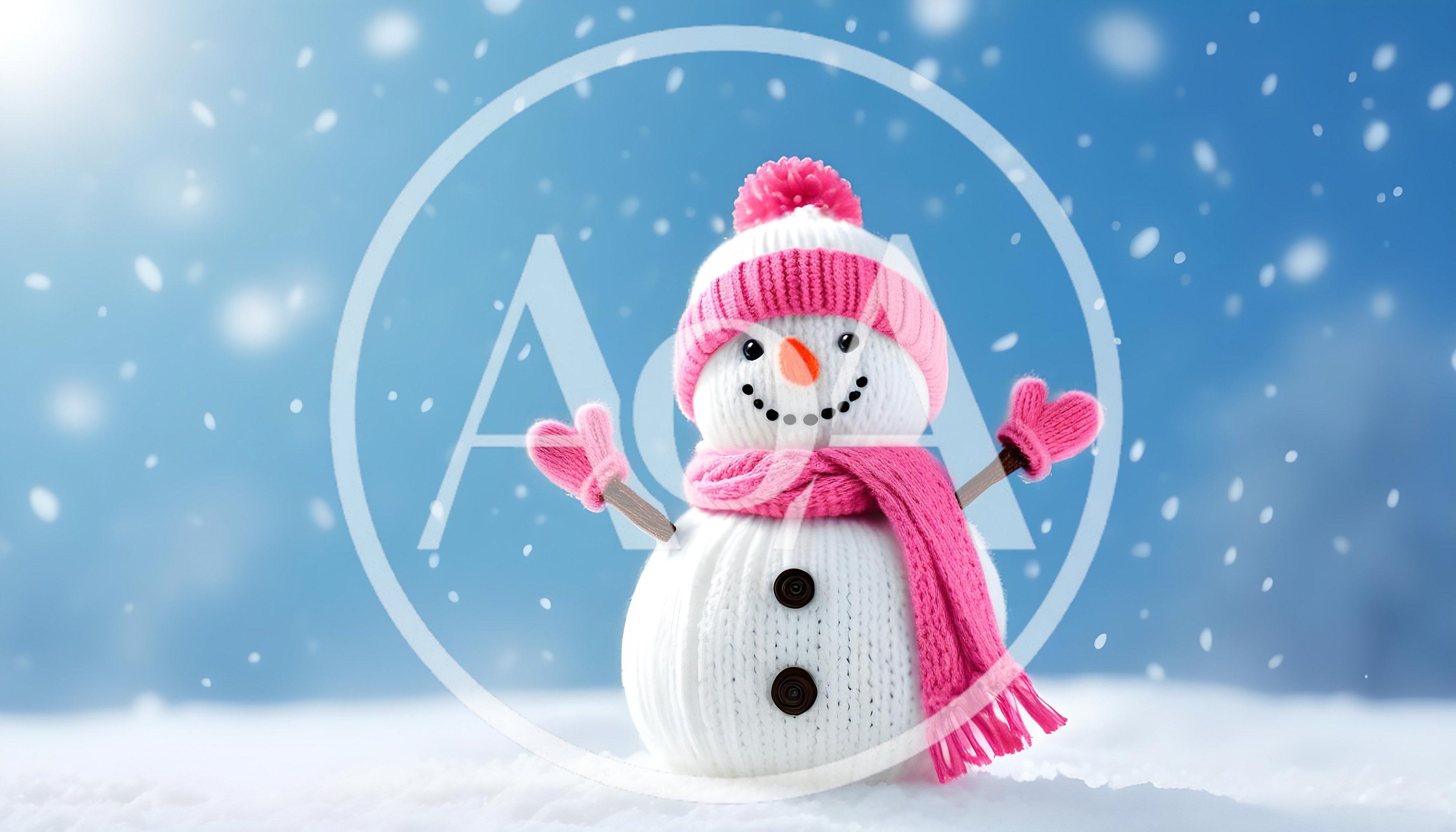 Cute Knitted Snowman With Pink Scarf And Hat