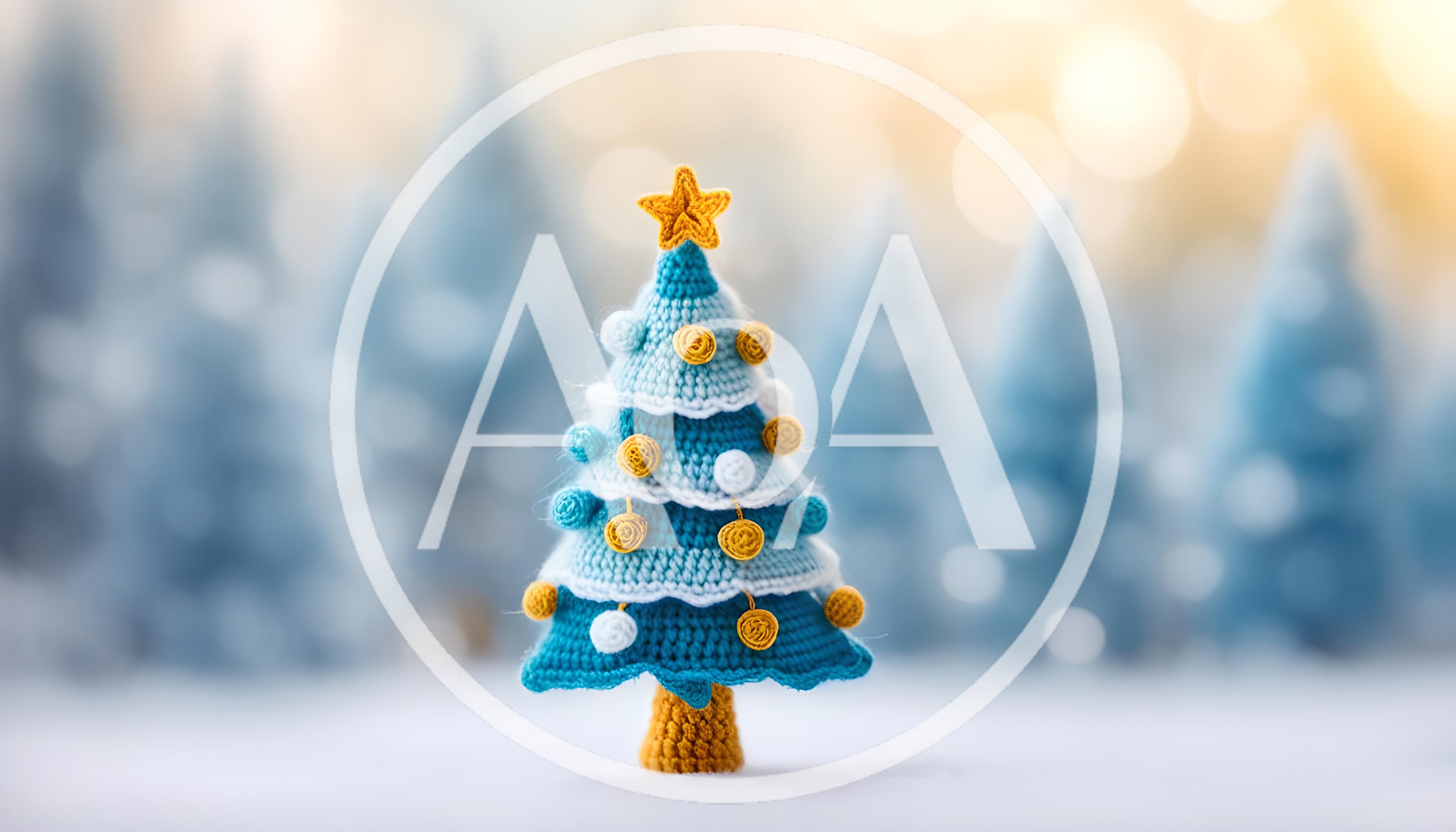 Crocheted Christmas Tree Ornament in Snowy Forest