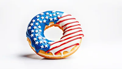 Patriotic American Flag Themed Glazed Donut