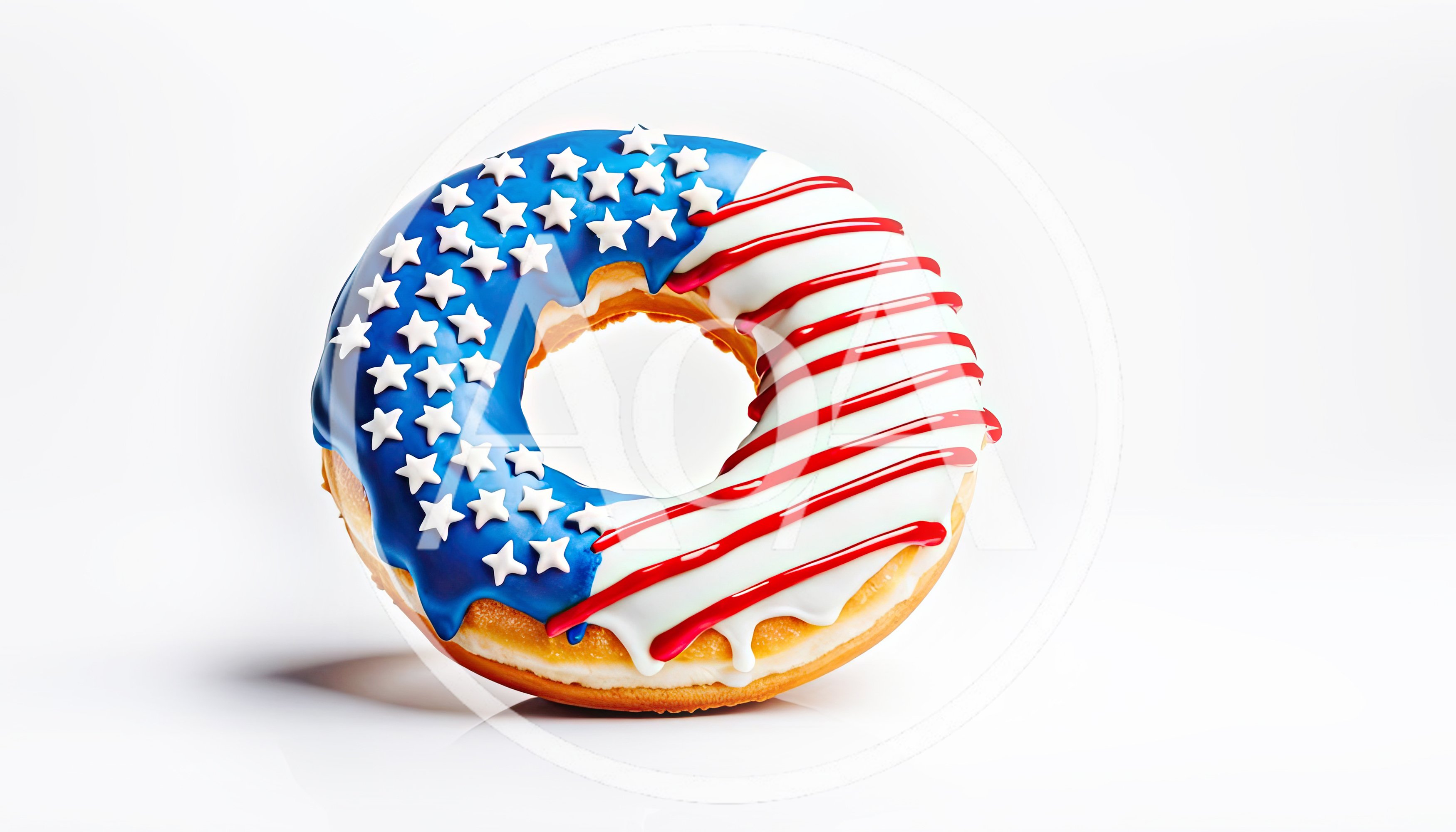 Patriotic American Flag Themed Glazed Donut