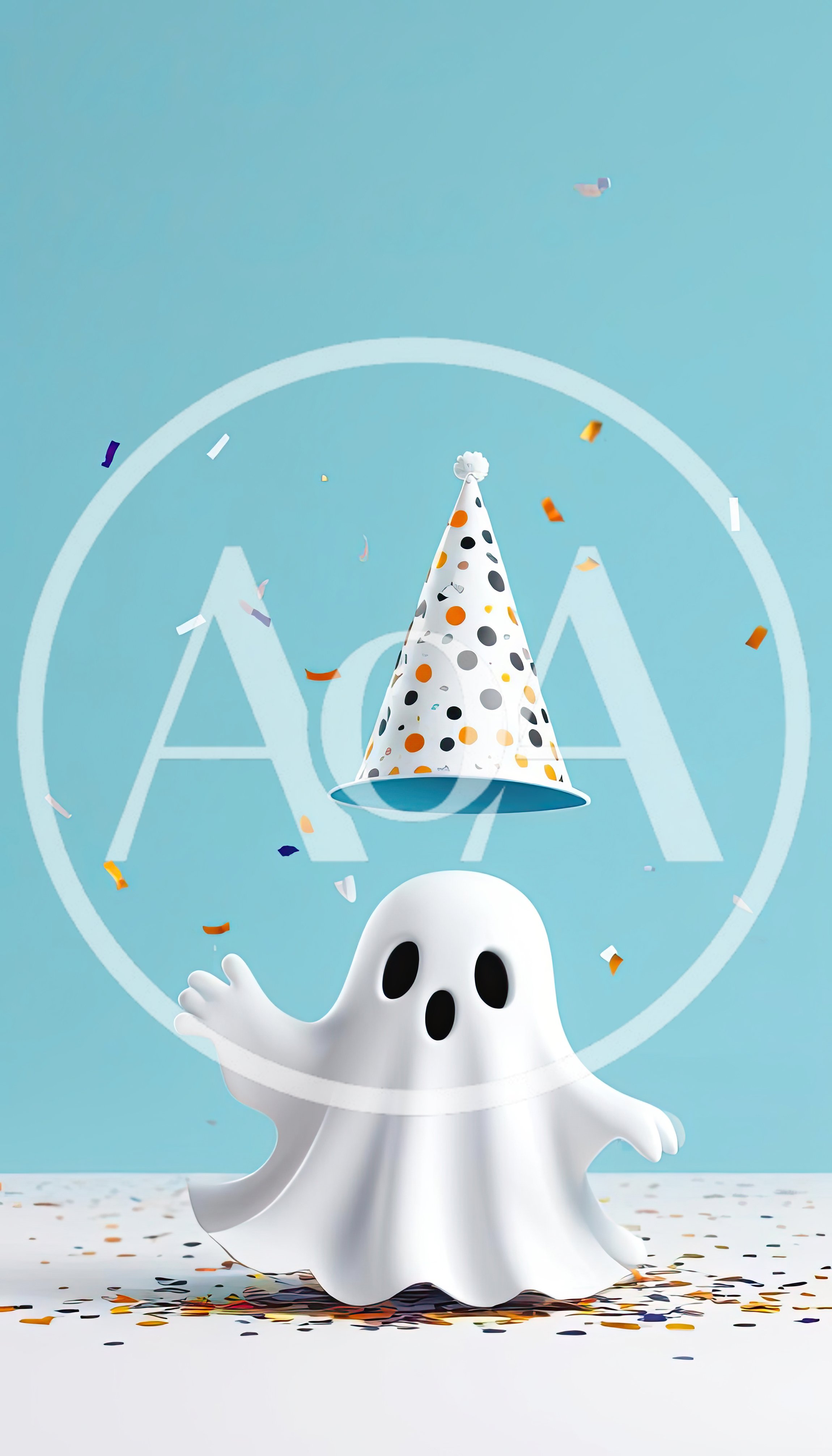 Cute Cartoon Ghost Wearing A Party Hat