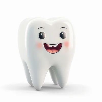 Cute Cartoon Tooth Character With Happy Expression