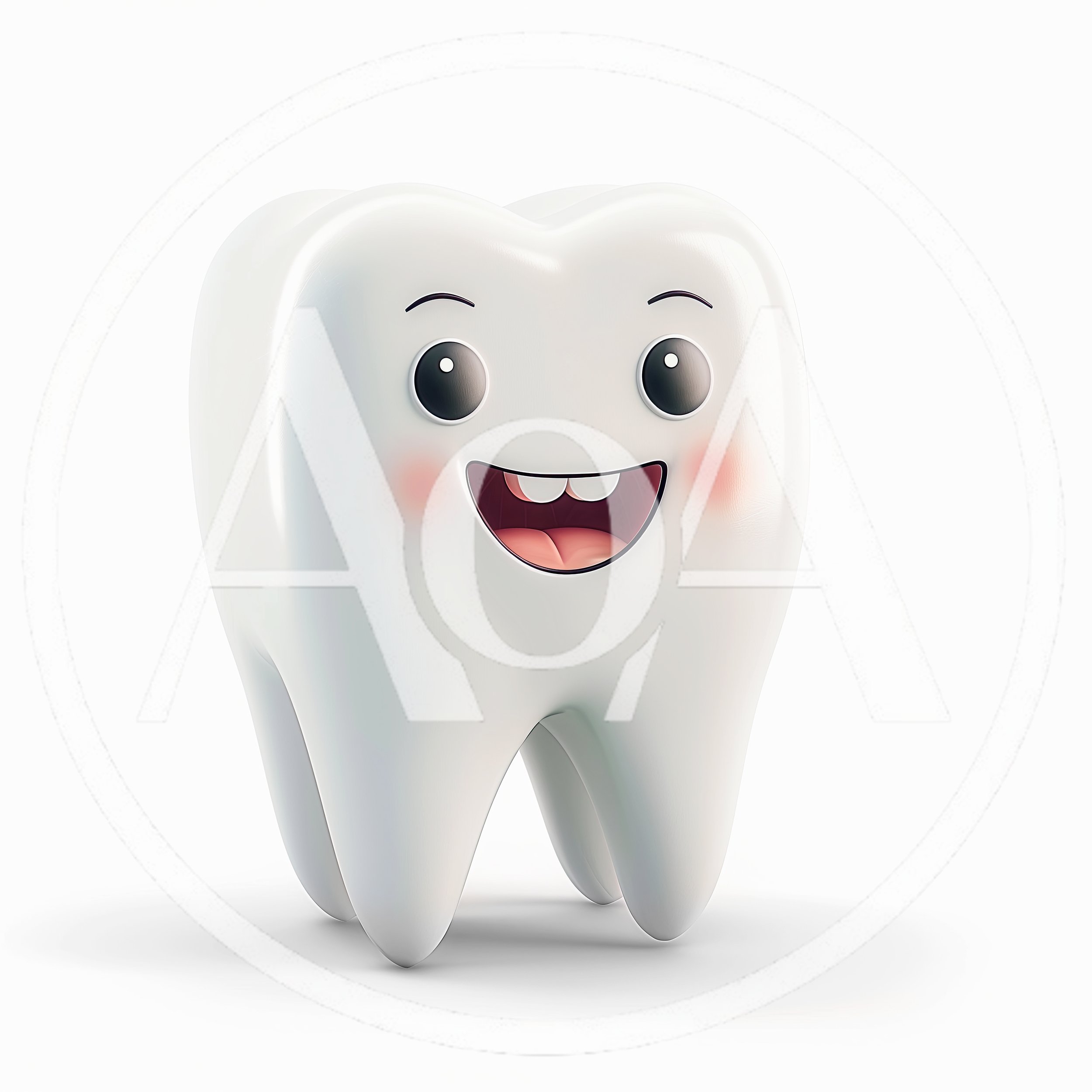Cute Cartoon Tooth Character With Happy Expression