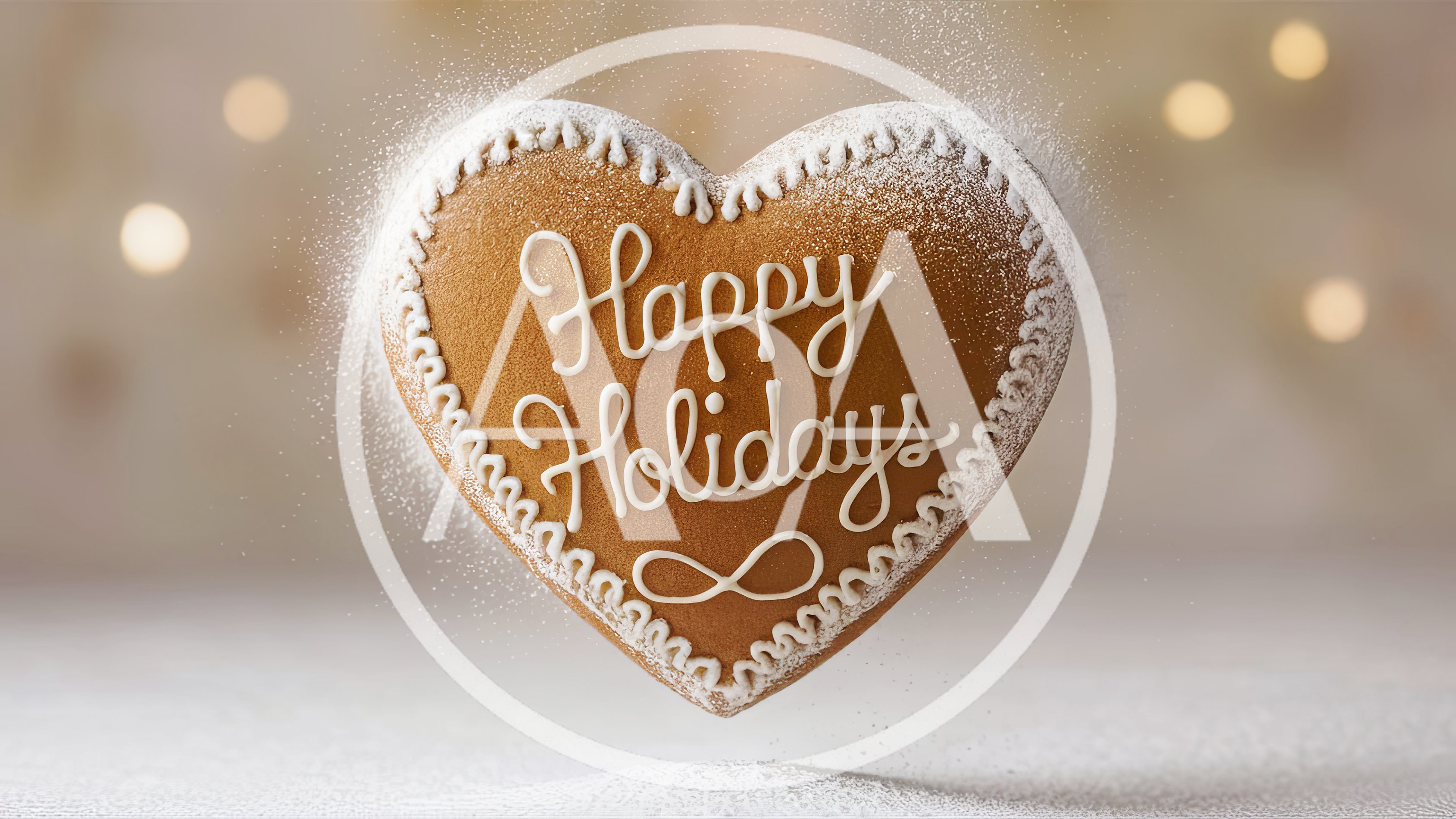 Heart Shaped Gingerbread Cookie With Happy Holidays Text