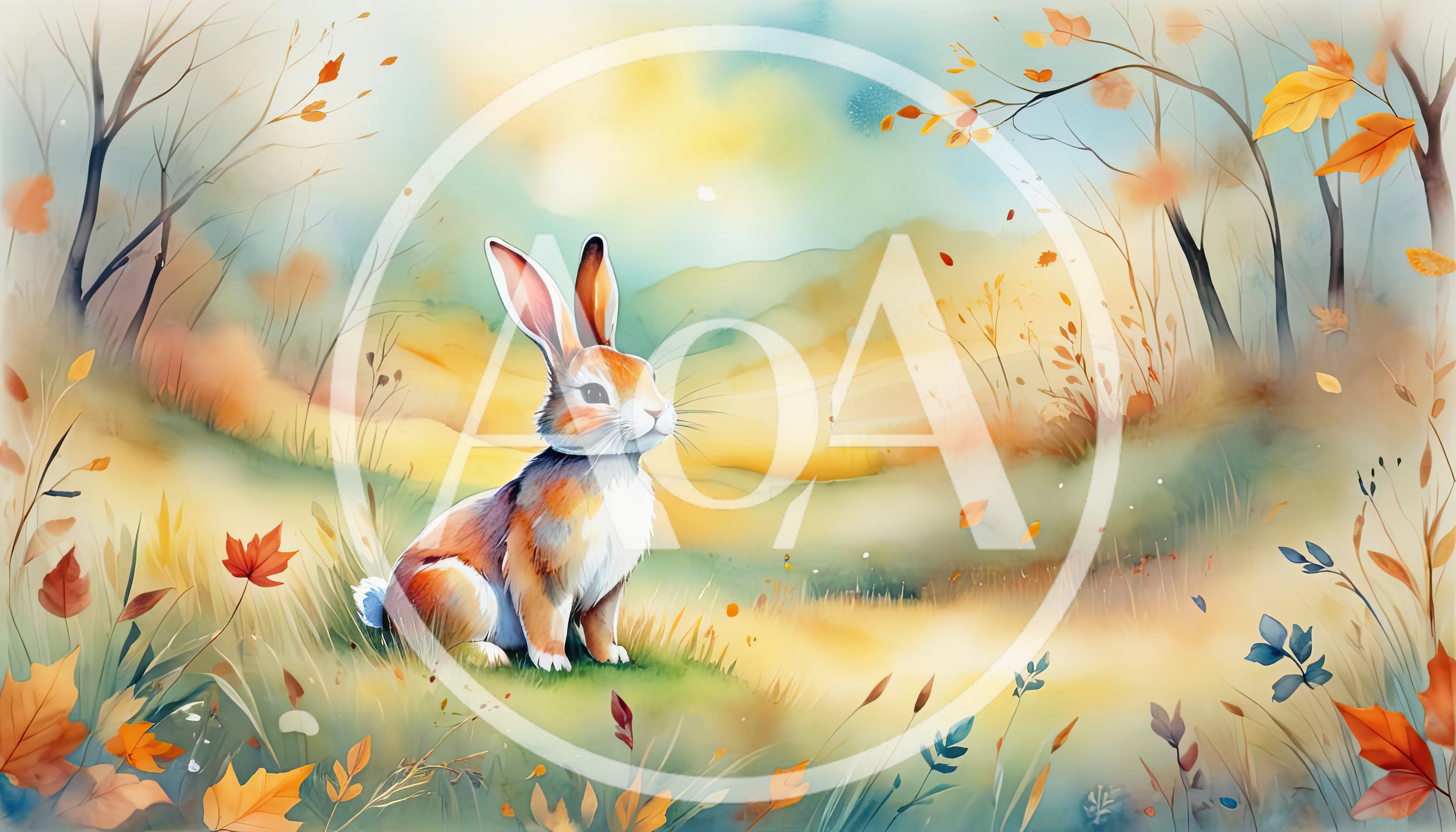 Cute Rabbit Sitting in an Autumn Meadow