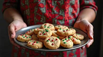Person Holding A Plate Of Christmas Cookies