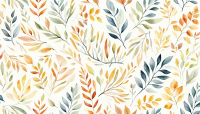 Watercolor Autumn Leaves Pattern Background