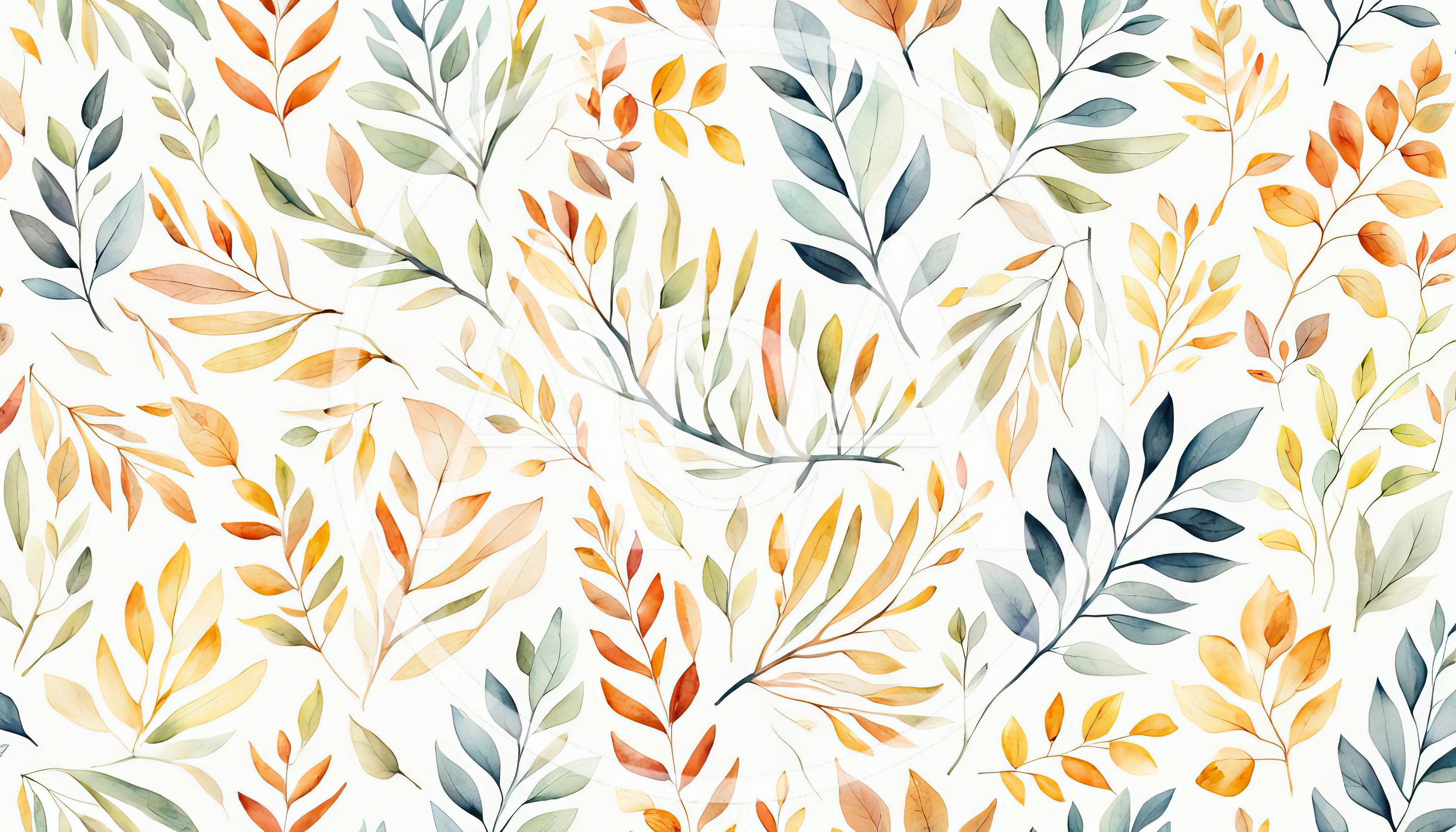 Watercolor Autumn Leaves Pattern Background
