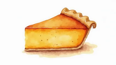 Watercolor Illustration Of A Single Slice Of Pumpkin Pie
