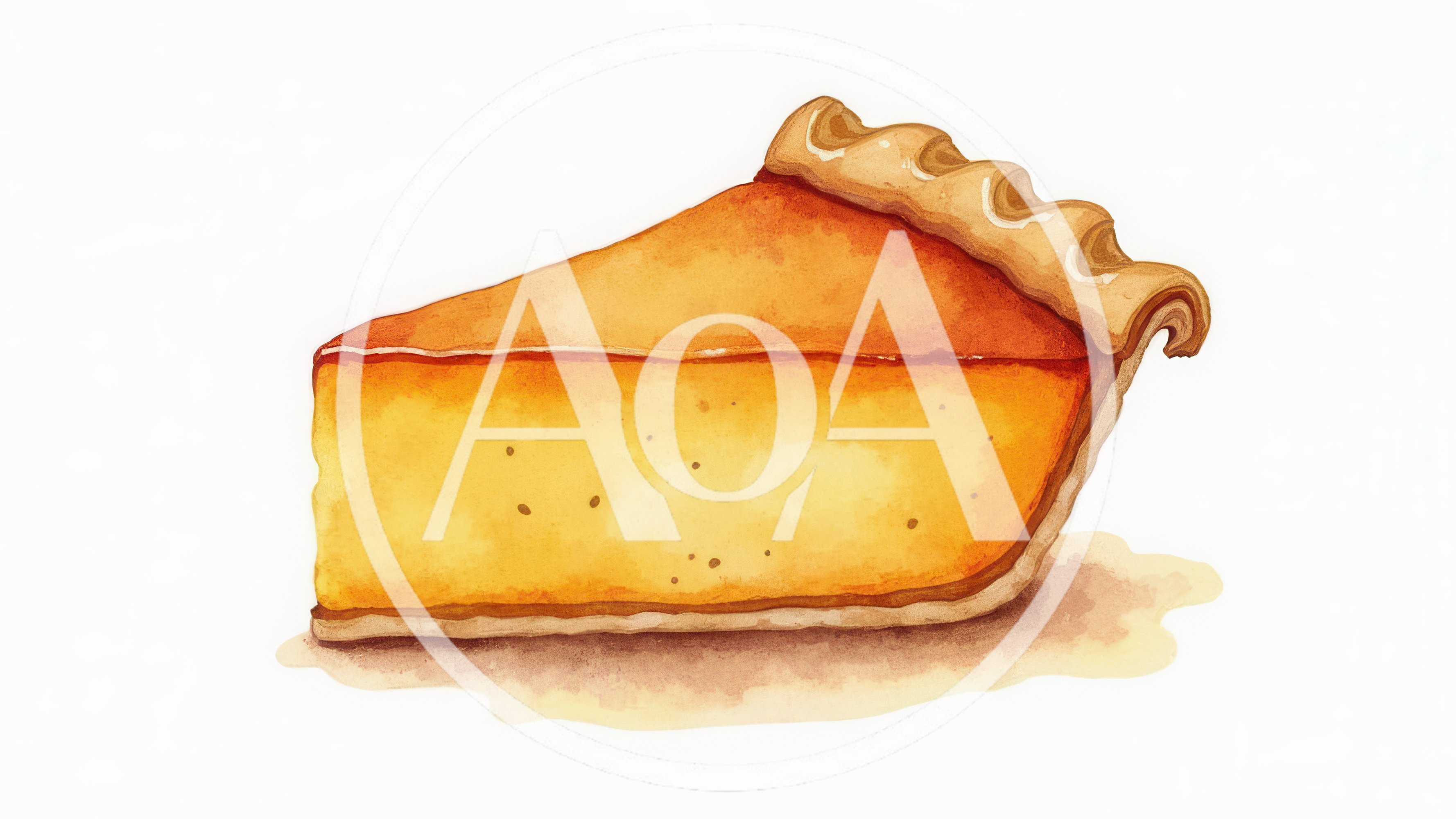 Watercolor Illustration Of A Single Slice Of Pumpkin Pie