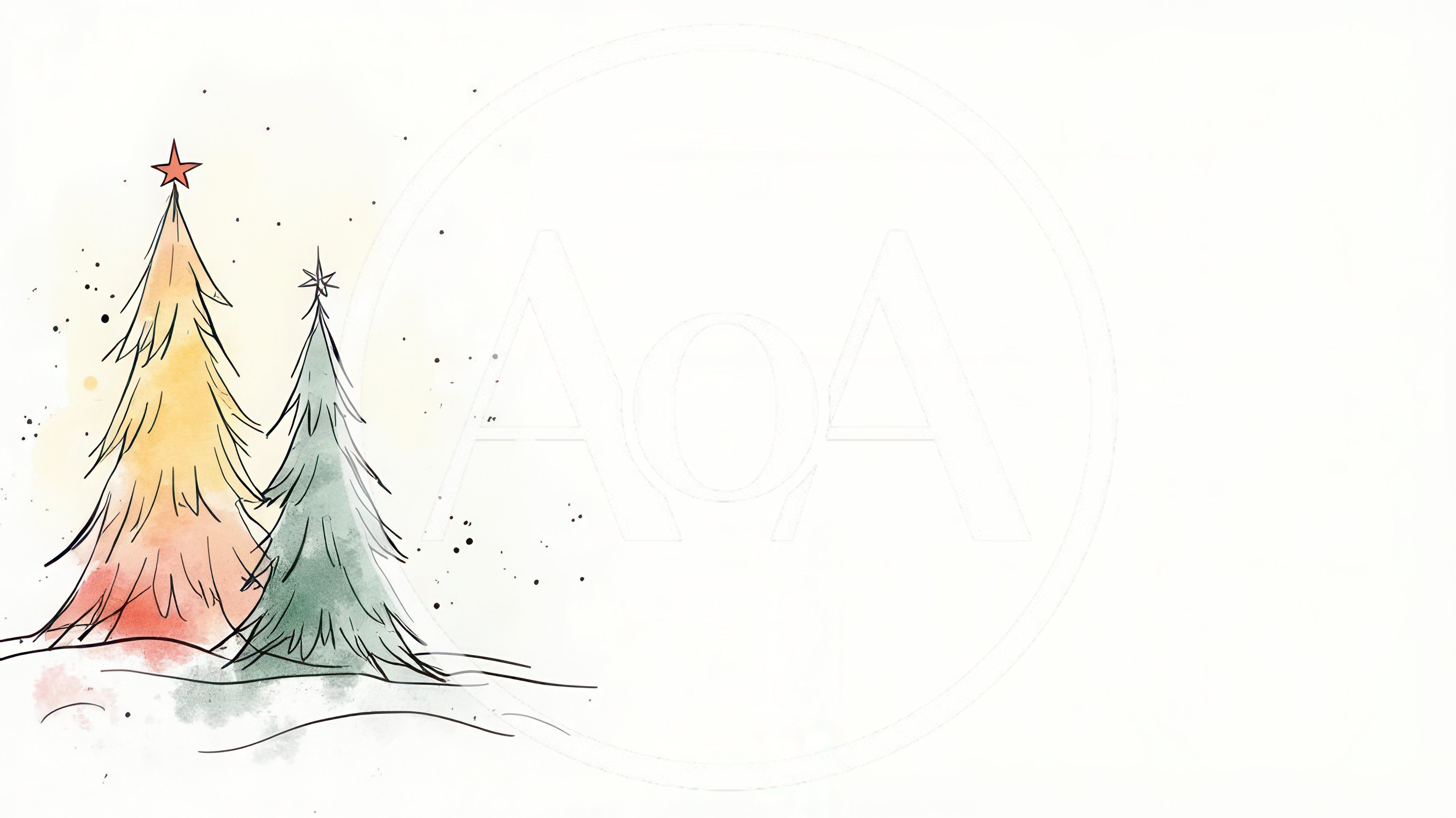 Watercolor Illustration Of Two Stylized Christmas Trees