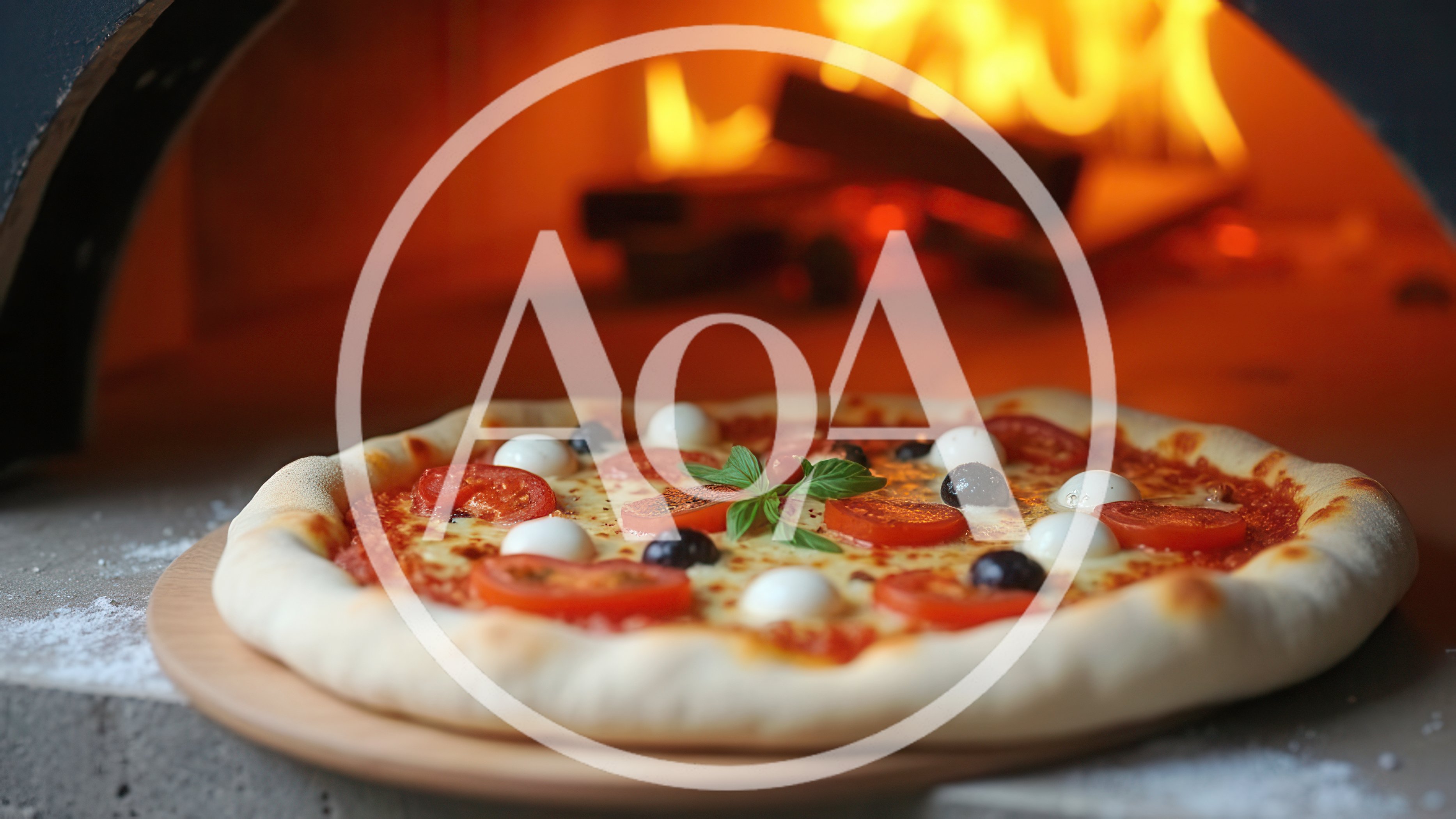 Fresh Pizza Baking Inside A Traditional Wood Fired Oven