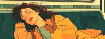 Young Woman Sleeping On A Subway Train