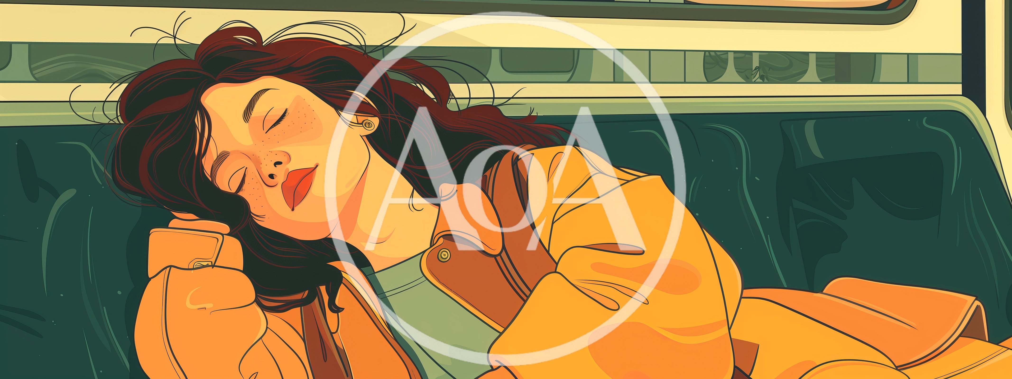 Young Woman Sleeping On A Subway Train