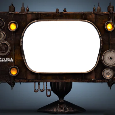 Steampunk Style Vintage Television Set With Blank Screen