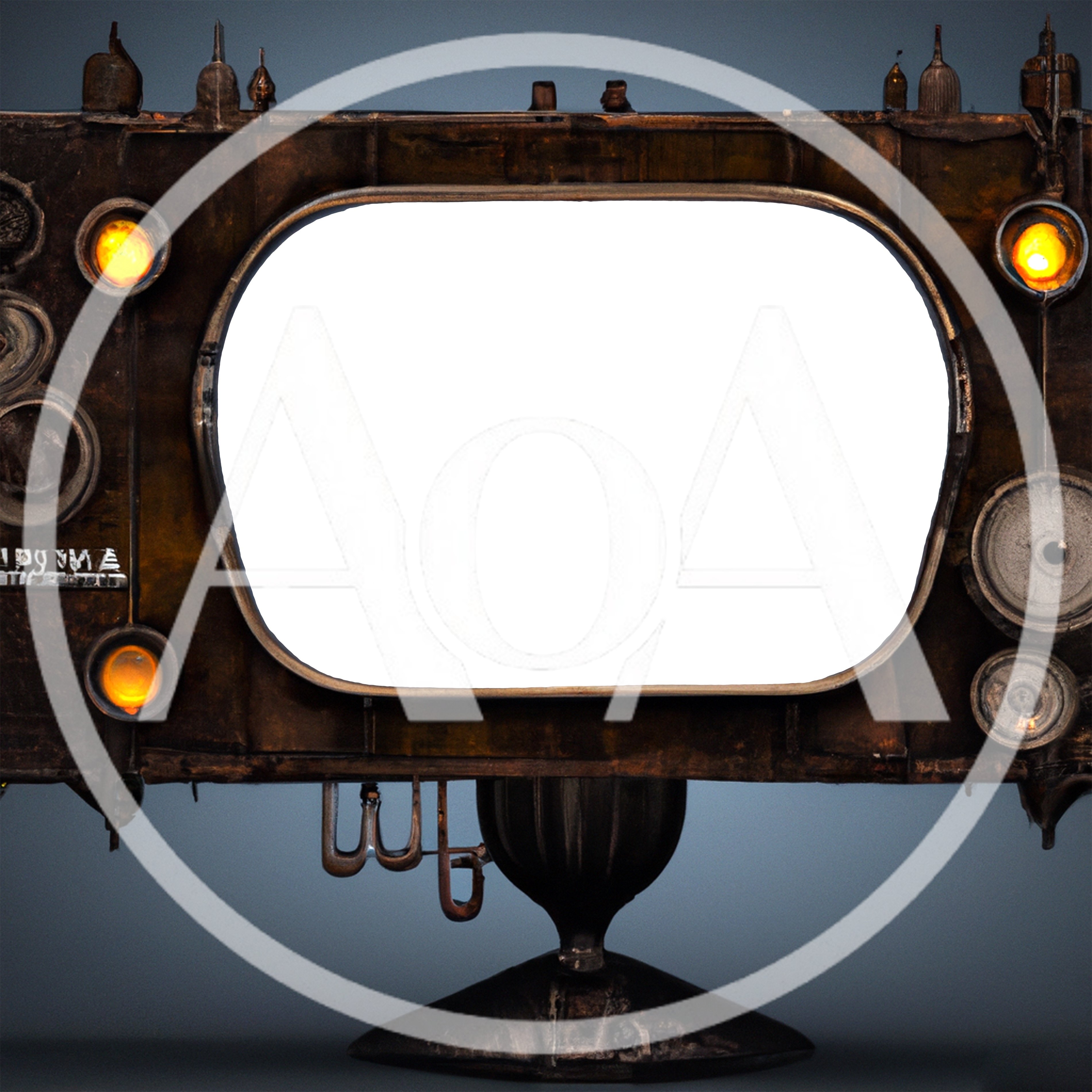 Steampunk Style Vintage Television Set With Blank Screen