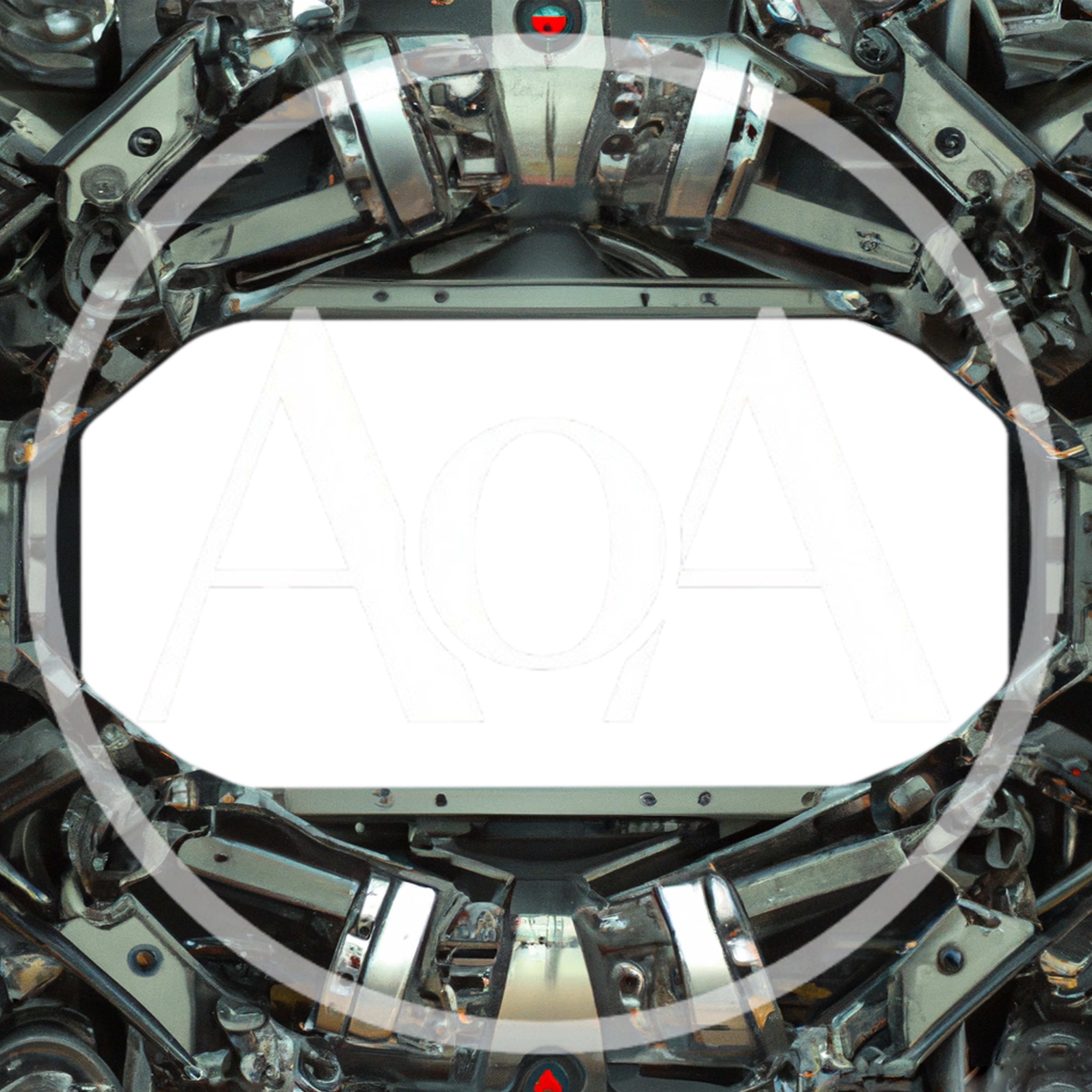 Abstract Mechanical Frame With Metallic Industrial Components