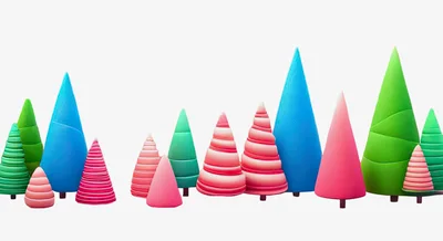 Colorful Abstract Cone Shaped Christmas Trees