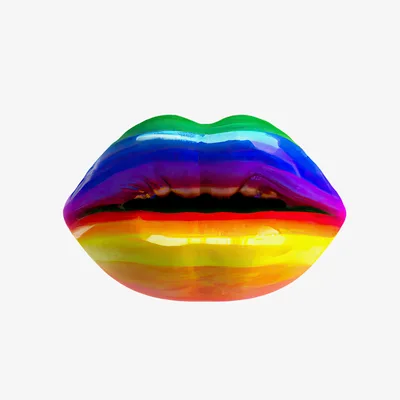 Rainbow Colored Lips With Glossy Texture