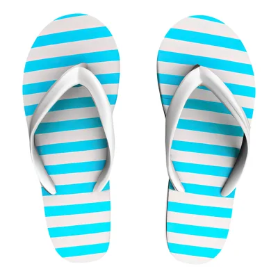 Pair Of Striped Flip Flops On White Background