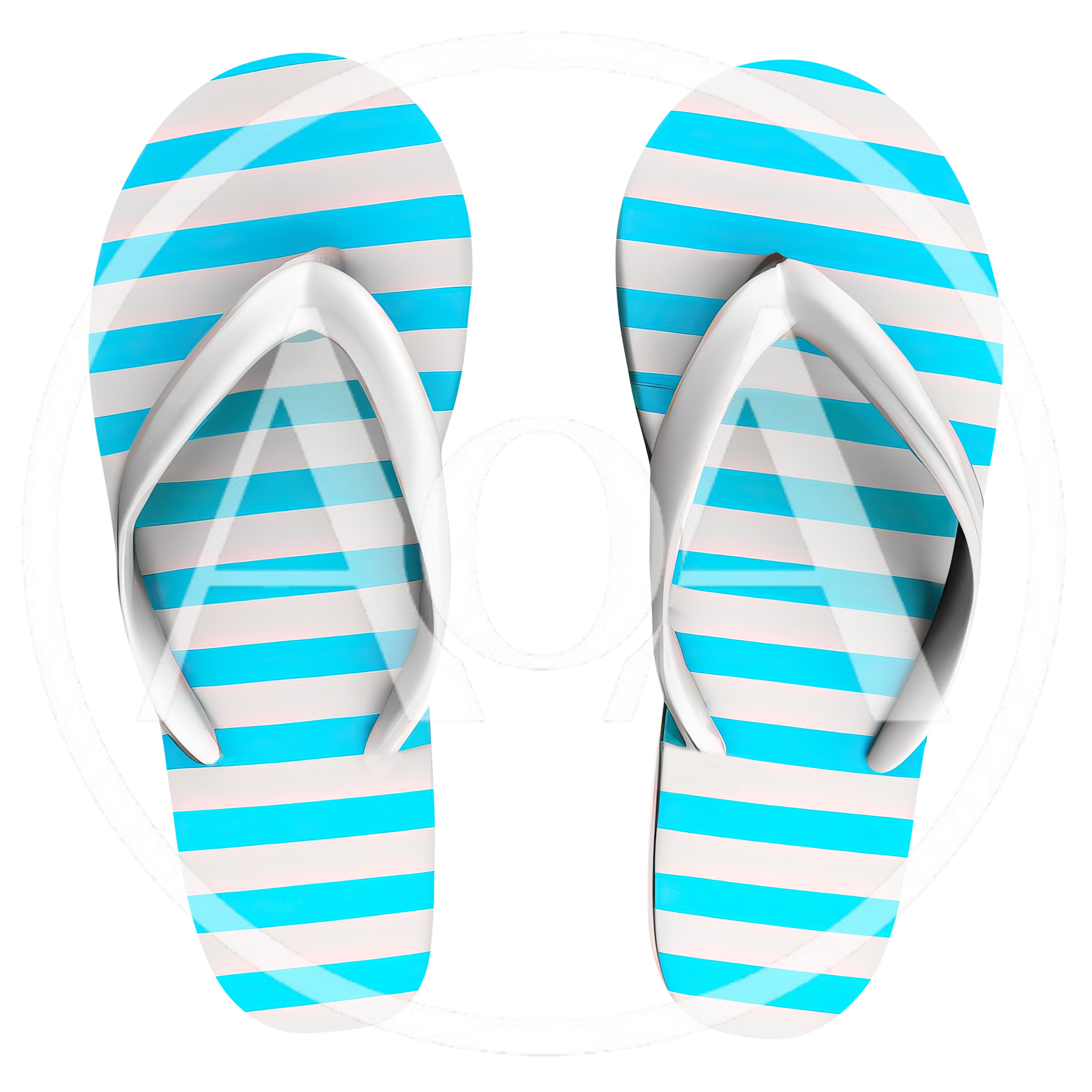 Pair Of Striped Flip Flops On White Background