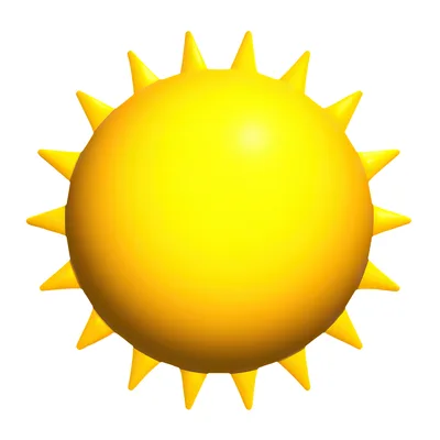 3D Rendered Yellow Sun Icon On White Background