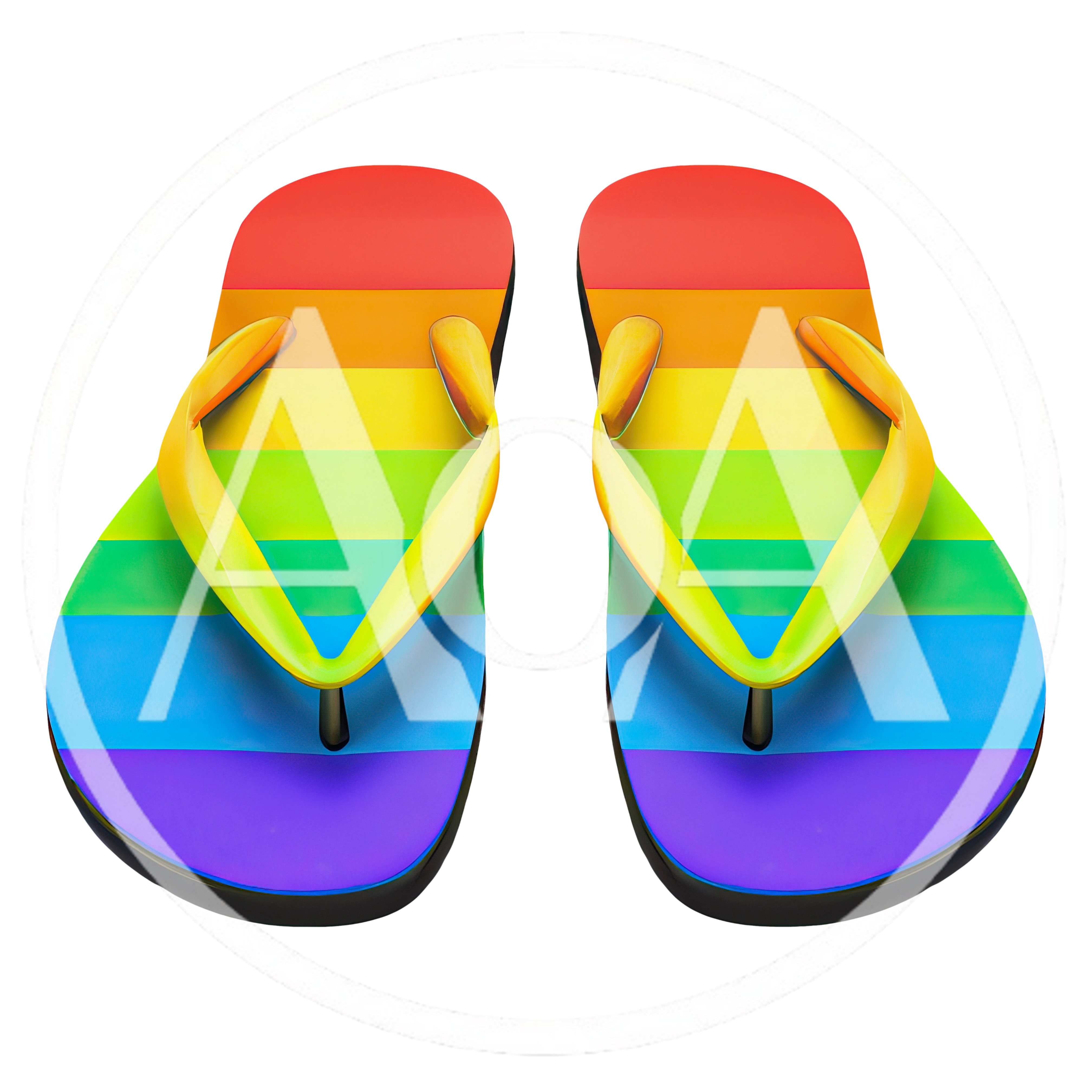 Pair Of Rainbow Pride Flag Flip Flops
