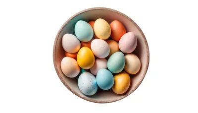 Bowl Filled With Colorful Speckled Easter Eggs
