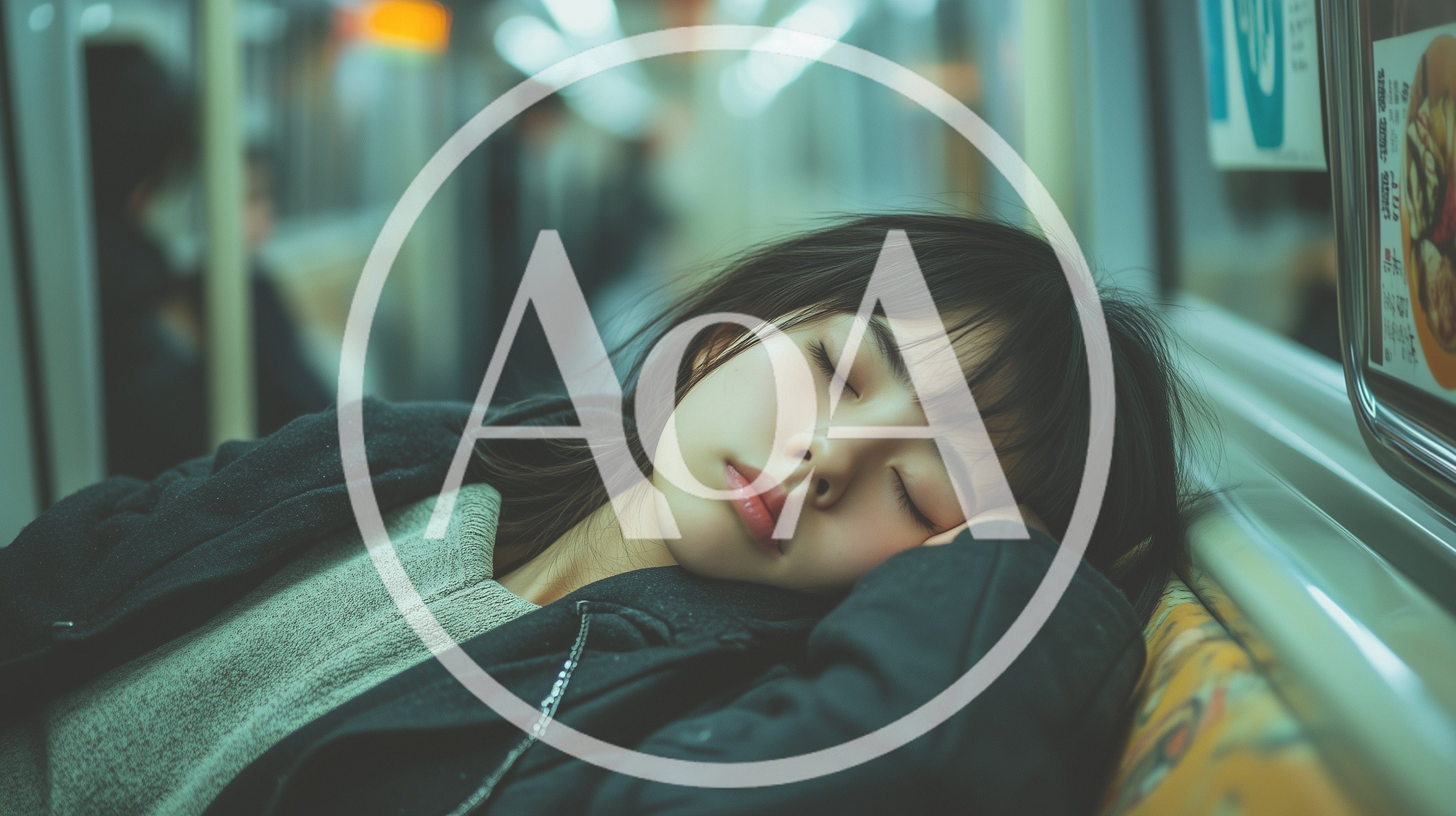 Young Asian Woman Sleeping On A Subway Train