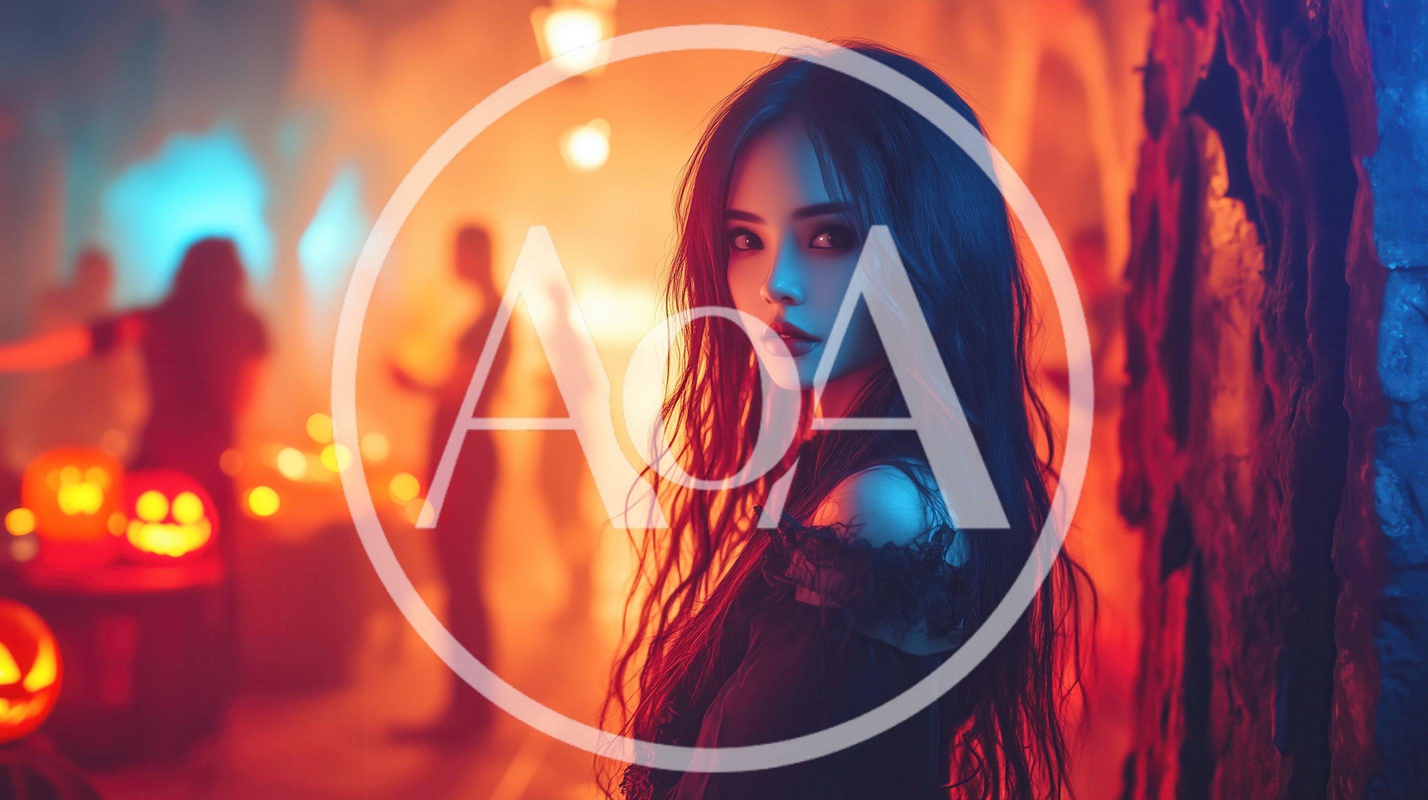 Young Woman With Long Dark Hair At Halloween Party