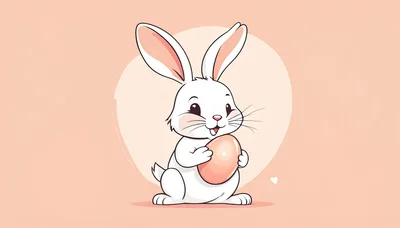 Cute Cartoon Easter Bunny Holding A Pink Egg