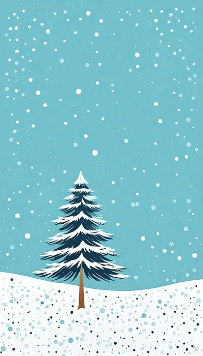 Minimalist Christmas Tree In A Snowy Winter Landscape