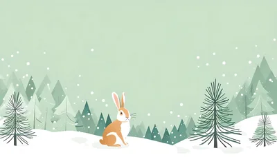 Cute Brown Rabbit Sitting In A Snowy Winter Forest