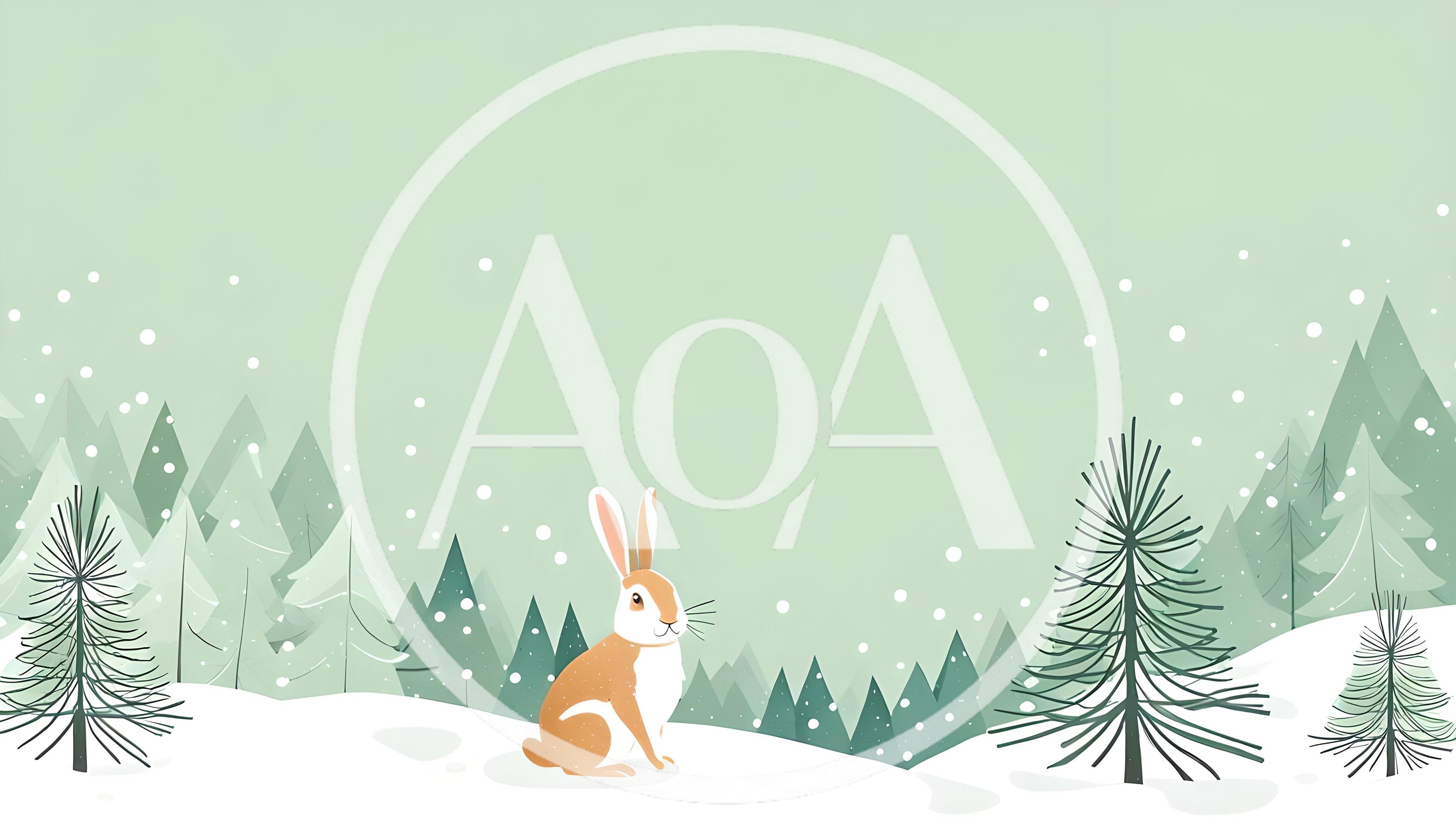 Cute Brown Rabbit Sitting In A Snowy Winter Forest