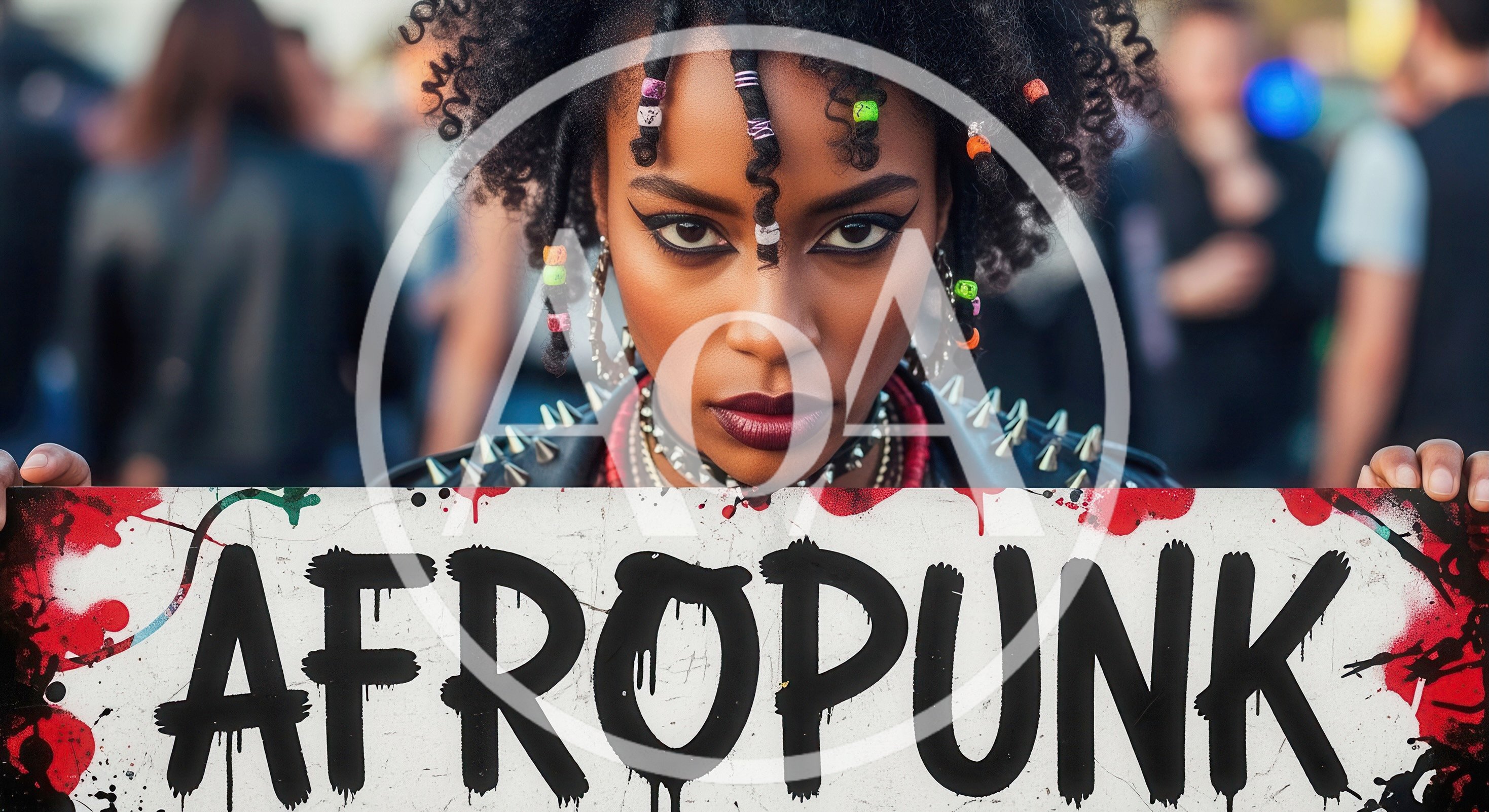 Young Woman Holding Afropunk Sign At Outdoor Festival
