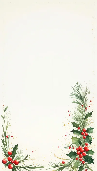 Christmas Holly and Pine Branch Border Frame