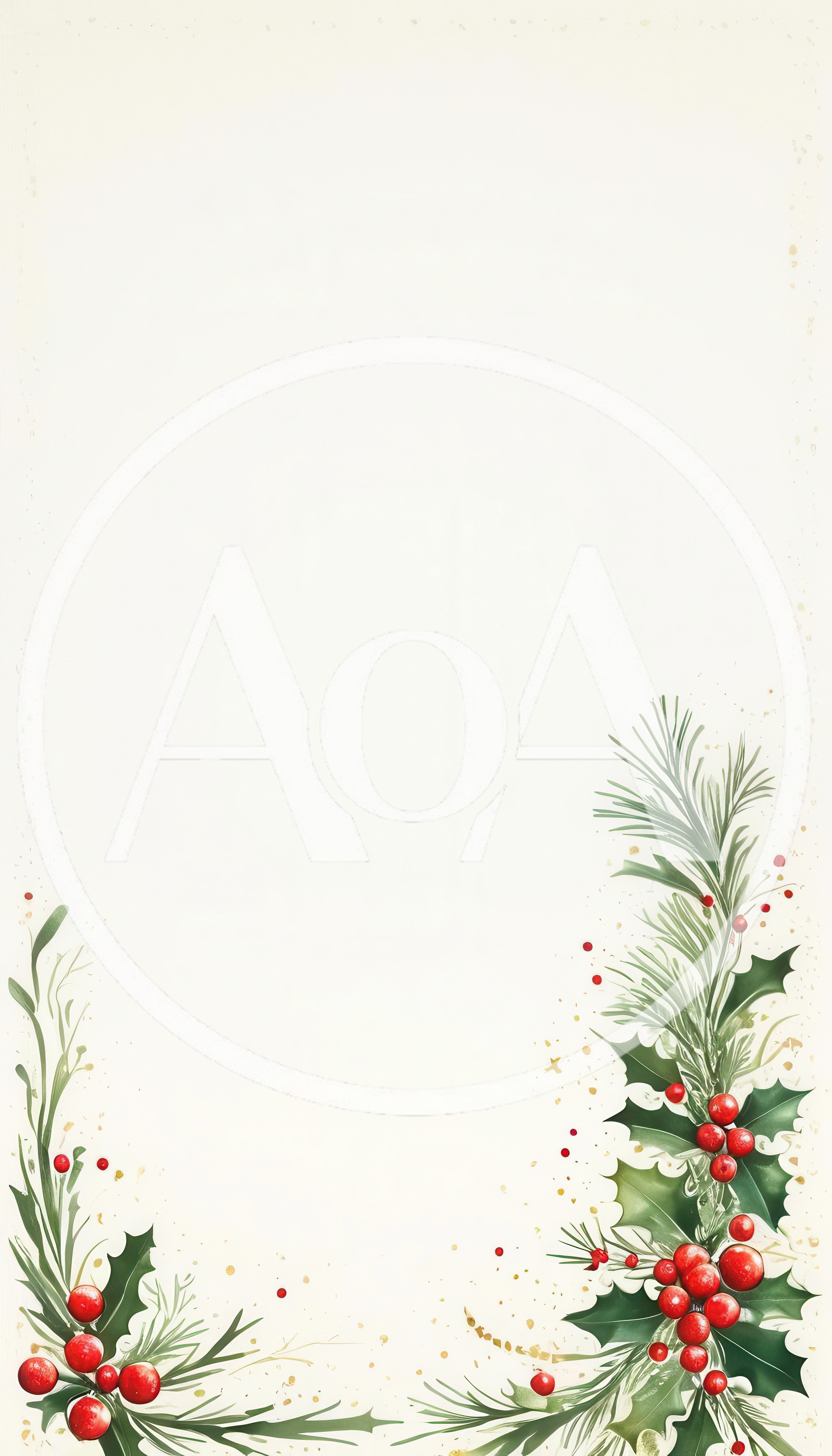 Christmas Holly and Pine Branch Border Frame