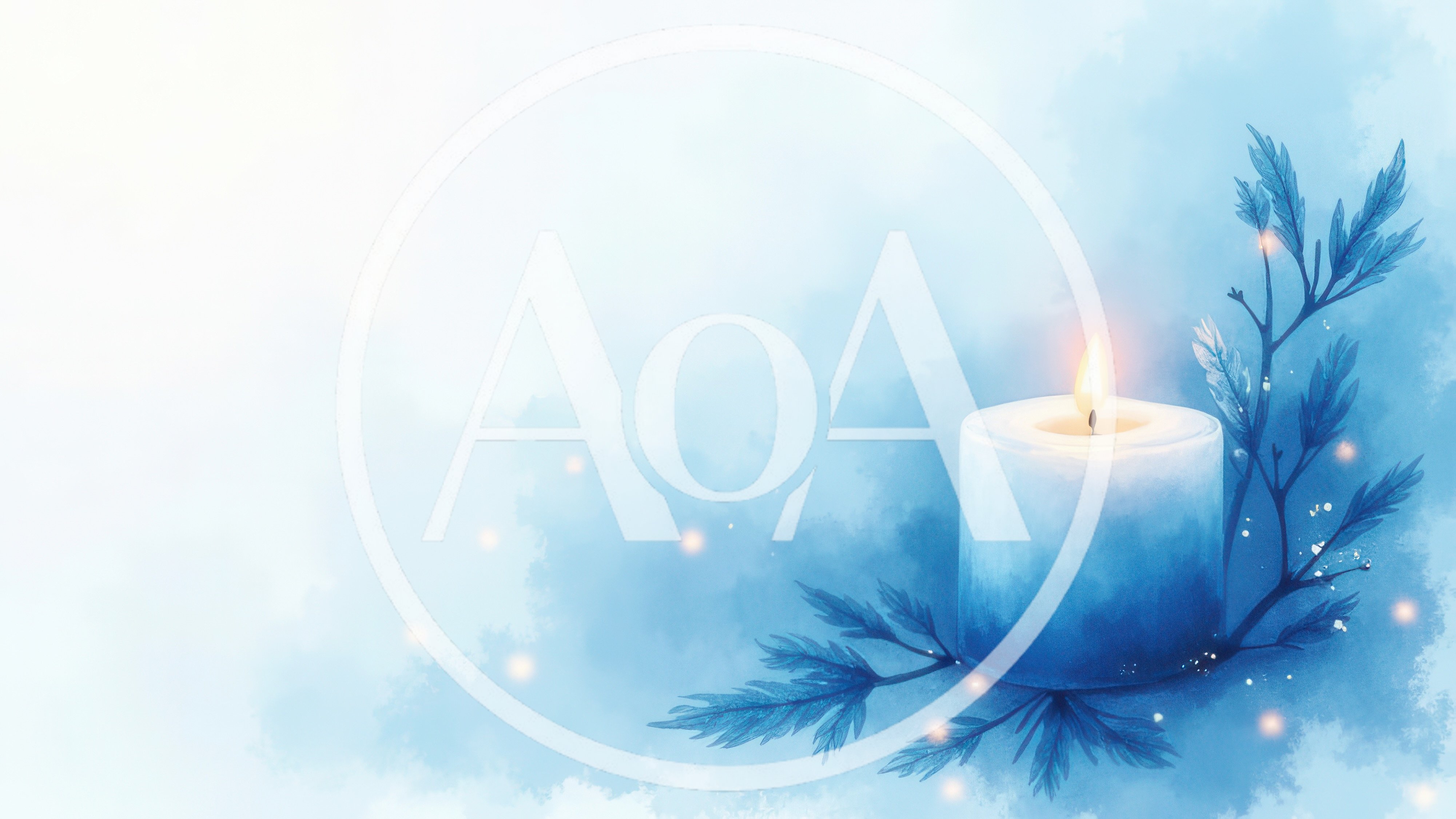 Blue Watercolor Candle With Decorative Foliage